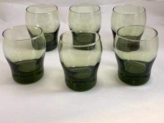 Vintage Double Old Fashioned Glass Libbey Perception Olive Green Set Of 6 Mcm
