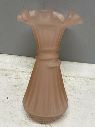 Vintage Fenton Pink Frosted 7.  5” Wheat Vase See Others Offer 3