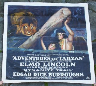 Jerry Weist Estate: Adventures Of Tarzan Chapter 12 (numa 1921) 6 Sheet On Linen
