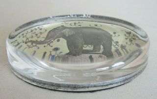 VERY RARE John Derian Decoupage Signed Glass Paperweight Elephant Oval American 3
