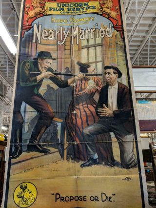 1916 Nearly Married Movie Poster " Propose Or Die " Hippo Comedy Unicorn Films