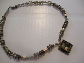Vintage Necklace Glass With Sterling Silver Pendant Signed Avi Soffer