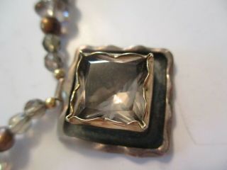 Vintage necklace glass with sterling silver pendant signed Avi Soffer 3