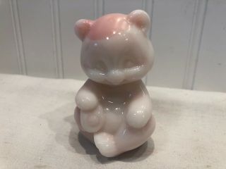 Gorgeous Fenton Glass Bear Figurine Slag Pink Rosalene