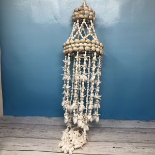 Vintage Sea Shell Mobile Wind Chimes Hanging Decor Beach Cabin Nautical Natural