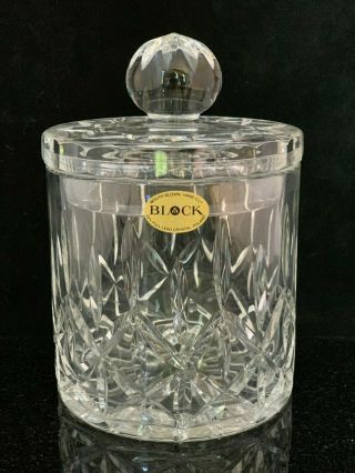 Block Olympic Biscuit Barrel Jar Mouth Blown Hand Cut Lead Crystal Poland