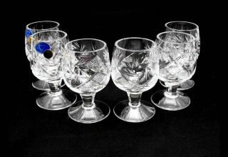 Neman Hand - Made 50ml - 1.  7oz Cut Crystal Shot Glasses,  Set Of 6