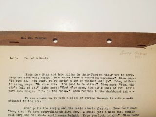 LAUREL & HARDY Short Subject Script /1933 Busy Bodies 2
