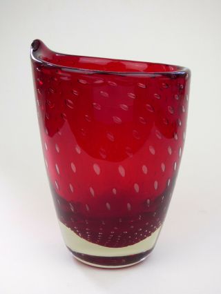 Whitefriars Ruby Red Glass Vase 9433 England Retro 50s 60s Mid Century Modern