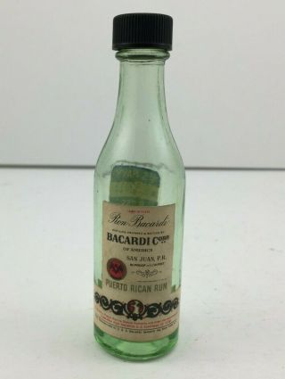 Vtg Ron Bacardi Puerto Rican Rum Empty Bottle U.  S.  Navy Military Mess 1/10 Pint