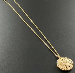 Vintage Sarah Coventry Gold Tone Necklace With Reticulated Pendant Signed 492