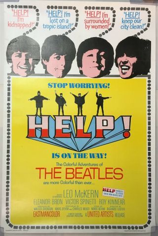 The Beatles 1965 One Sheet Movie Poster Help