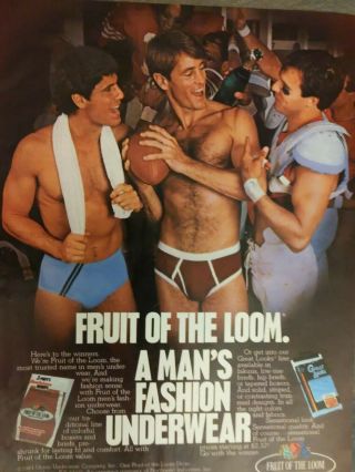 Sexy Sportsmen In Briefs Fruit Of The Loom Vintage 1984 Print Ad