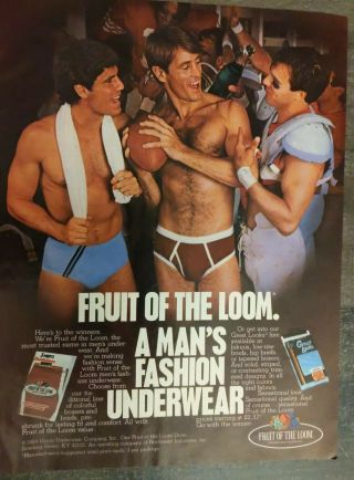 Sexy Sportsmen in Briefs Fruit of the Loom Vintage 1984 Print Ad 2