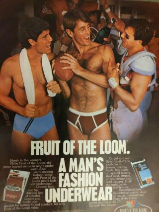 Sexy Sportsmen in Briefs Fruit of the Loom Vintage 1984 Print Ad 3