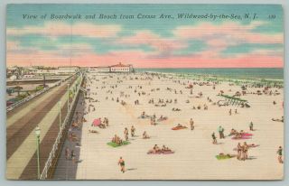Wildwood By The Sea Jersey Boardwalk Beach From Cresse Ave Vintage Postcard