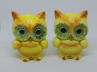 Vintage Lefton Tradmark Exclusives Japan Yellow Owl Salt And Pepper Shakers
