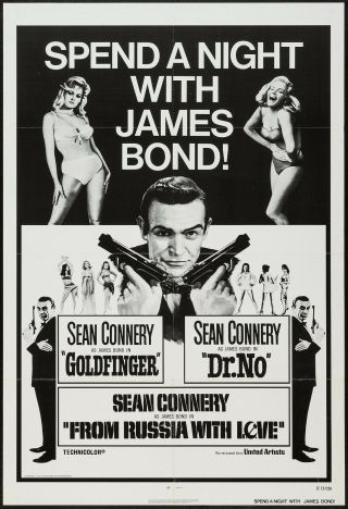 Dr.  No/from Russia With Love/goldfinger Orig One Sheet Movie Poster Sean Connery