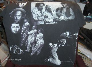 vintage 3 stooges t shirt - size - 2x - black - cut off sleeves - 20 years old - 2 sided 2