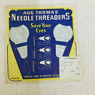 Vintage Aug Thomas Sewing Needle Threaders Jc Penny Price Sticker