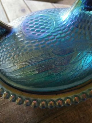 VTG Indiana Glass TEAL BLUE GREEN IRRIDESCENT 