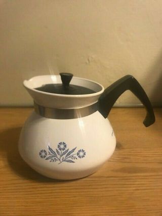 Euc Vintage Corning Ware Blue Cornflower Teapot Kettle 3 Cup W/ Lid No Flaws