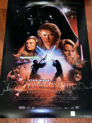 Star Wars Episode Iii Revenge Of The Sith Movie Poster Cast Signed 3 Premiere