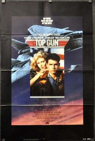 Top Gun 1986 Orig 27x41 Folded Movie Poster Tom Cruise Kelly Mcgillis Val Kilmer