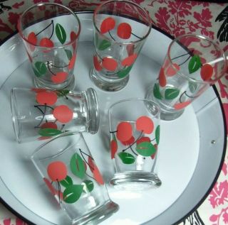 Libbey Vintage Set Of 6 Cherry Stems Swanky Swig 6oz Juice Milk Glasses