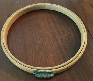 Vintage Gibbs Felt - Lined 5 Inch Wood Embroidery Hoop Spring Tension Made In Usa