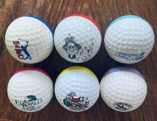 6 Vintage Ping Logo Golf Balls Pebble Beach,  Bob Brue
