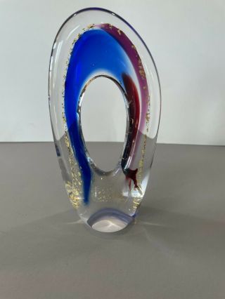 Gold Leaf Studio Art Glass Arch Sculpture Signed By Artist 2001