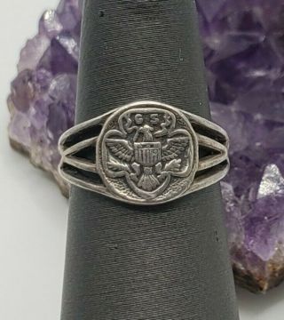 Vintage Sterling Silver Girls Scout Ring Size 5.  25