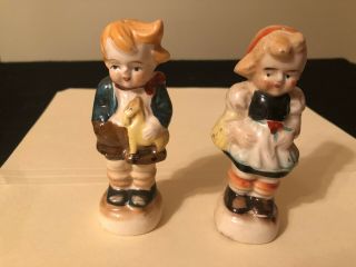 Vintage Ceramic Salt/pepper Shakers–boy And Girl–made In Occupied Japan–1940 
