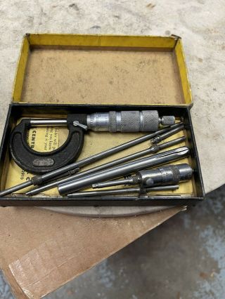 Vintage Central Tool,  R.  I.  Usa Micrometer 0 - 1 " Tube