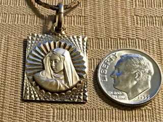 Vior Vtg Sterling Silver Our Lady Of Compassion/sorrows Medal On 20 " Chain 5.  1 G