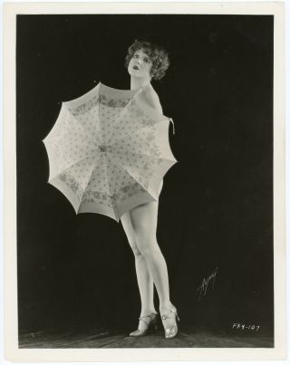 Silent Film Star Madge Bellamy 1920s Risqué Umbrella Pin - Up Photograph