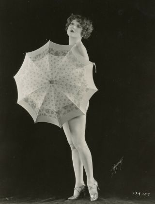Silent Film Star Madge Bellamy 1920s Risqué Umbrella Pin - Up Photograph 2
