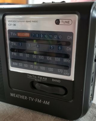 Vintage Sony Model Icf - 36 Am/fm/tv Weather Portable Radio