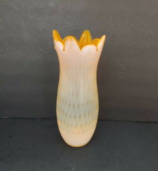 Vintage Fratelli Toso? Opalascent & Conrolled Bubbles Murano Glass Vase Mcm