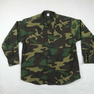 Vintage Unbranded Green Camouflaged Shirt Xxl Long Sleeve Lightweight One Pocket