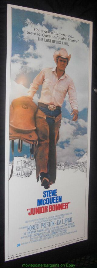 Junior Bonner Movie Poster Insert Size 14x36 Inch Steve Mcqueen Western