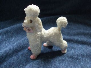 Vintage Small White Spaghetti Poodle,  Porcelain,  Unmarked,  Figurine,  Pre Owned