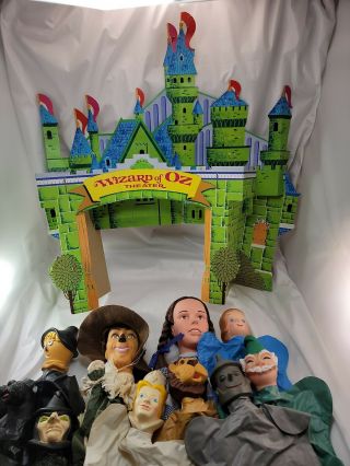 Rare Vintage The Wizard Of Oz Theater 10 Hand Puppets Set - Background By P&g