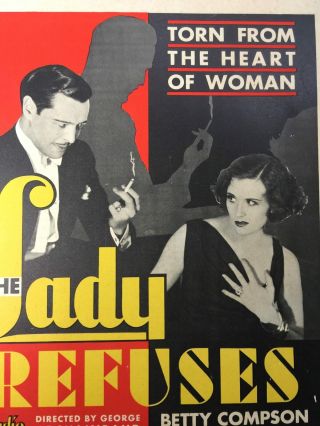 The Lady Refuses - Betty Compson (1931) US Window Card Movie Poster 2