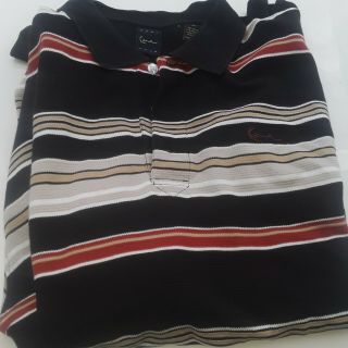Vintage Karl Kani Gold Black Striped Short Sleeve Polo Shirt 2 Pac Mens Size 2x