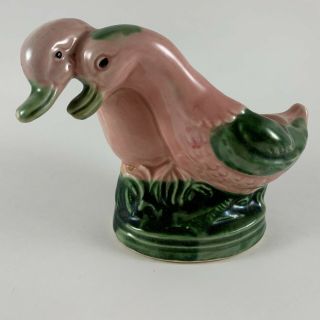 Vintage Duck Pair Planter Vase Pink Green