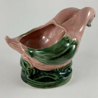 Vintage Duck Pair Planter Vase Pink Green 3