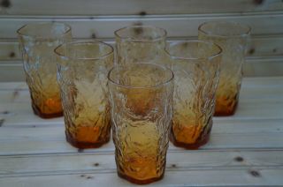 Seneca Driftwood Amber (6) Flat Iced Tea,  Highball Or Tumbler Glasses,  5 3/4 "