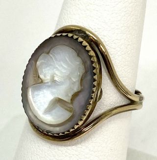 Vintage Burt Cassel 12k Gold Filled Cameo Ring Mother Of Pearl